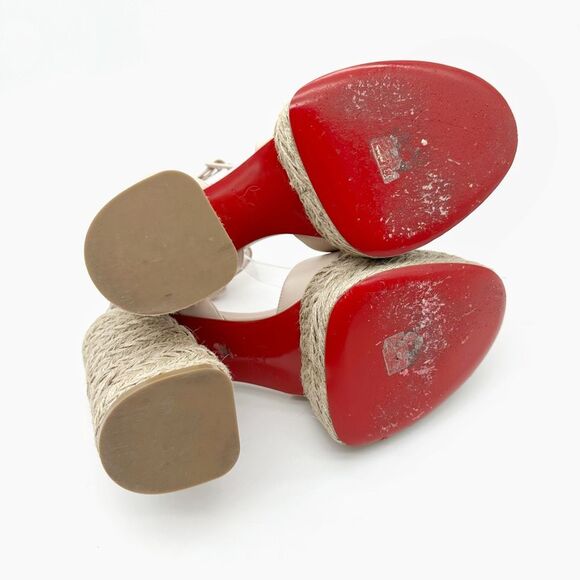 CHRISTIAN LOUBOUTIN Super Mariza Platform Espadrille Block Heels Size 40 Beige - Picture 10 of 15